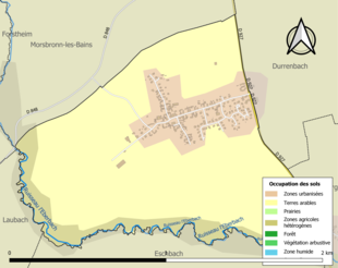 Kolorowa mapa przedstawiająca użytkowanie gruntów.