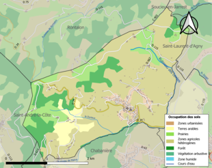 Kolorowa mapa przedstawiająca zagospodarowanie terenu.