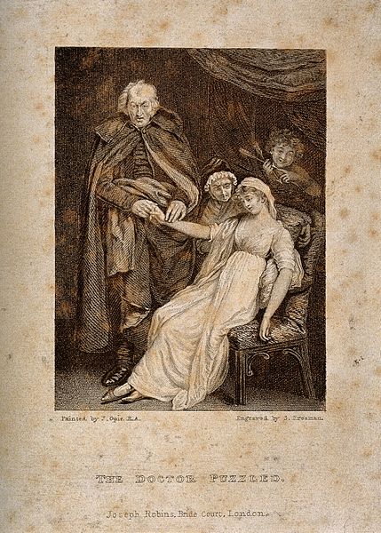 File:A puzzled physician taking the pulse of a young female patie Wellcome V0016072.jpg