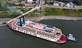 American Queen docked at the bottom of Silver Street in Natchez, Mississippi.