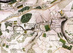 Карта окрестностей Москвы 1823 года. В центре Каменная Плотина
