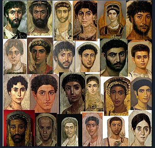 Ancient Egypt early Roman period Mummy portraits from Faiyum Egypt.jpg