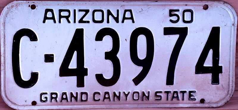 File:Arizona 1950 license plate.jpg