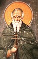 Atanasi d'Atos, el fundador de la república monàstica d'Atos, en una icona russa del segle xvi.