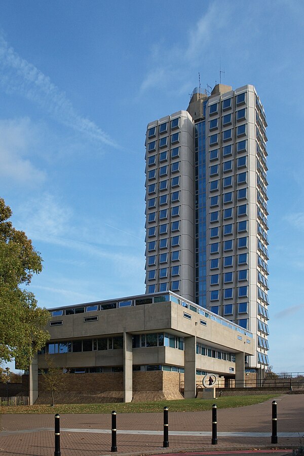 The Attenborough Tower, home of many of the university's arts departments