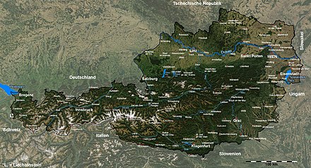 Topographical map of Austria