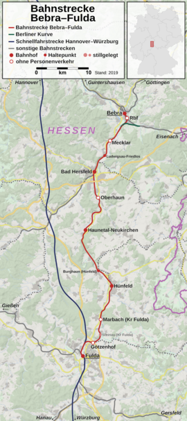 A Bebra - Fulda vasútvonal szakasza