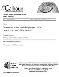 Balance of power and the prospects for peace: the case of the Levant