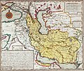 نقشه ایران از ابراهیم متفرقه که در اواخر حکومت صفویان می‌زیست؛ او در پایین، سمتِ چپِ نقشه، ممالک ایران را نام‌برده‌است.