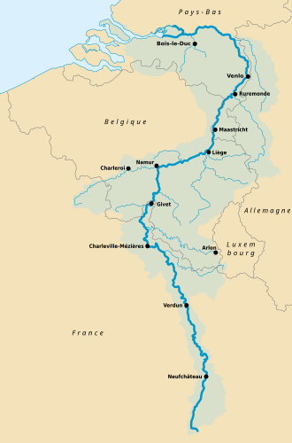 Percorso e bacino idrografico del fiume Mosa