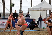 Deutsch: Beachhandball Europameisterschaften 2019 (Beach handball Euro); Tag 1: 2. Juli 2019 – Frauen, Vorrunde Gruppe D, Deutschland-Nordmazedonien 2:0 (26:8, 27:12) English: Beach handball Euro; Day 1: 2 July 2019 – Women Preliminary Round Group D – Germany-North Macedonia 2:0 (26:8, 27:12)