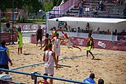 Deutsch: Beachhandball bei den Olympischen Jugendspielen 2018; Tag 4, 10. Oktober 2018; Jungs, Vorrunde, Gruppe A - Spanien-Venezuela 2:0 English: Beach handball at the 2018 Summer Youth Olympics at 10 October 2018 – Boys Preliminary Round Group A – Spain-Venezuela 2:0