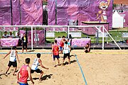 Deutsch: Beachhandball bei den Olympischen Jugendspielen 2018; Tag 3, 9. Oktober 2018; Jungs, Vorrunde, Gruppe A - Ungarn-Thailand 2:1 English: Beach handball at the 2018 Summer Youth Olympics at 9 October 2018 – Girls Preliminary Round Group A‎ – Hungary-Thailand 2:1