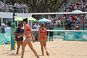 Deutsch: Beachvolleyball bei den Olympischen Jugendspielen 2018; Tag 11, 17. Oktober 2018; Mädchen, Finale – Italien (Claudia Scampoli & Nicol Bertozzi)- Russland (Maria Woronina & Maria Botscharow) 0:2 (19–21/19–21) English: Beach volleyball at the 2018 Summer Youth Olympics at 17 October 2018 – Girls Final – Italy (Claudia Scampoli & Nicol Bertozzi) - Russia (Maria Voronina & Maria Bocharova) 0:2 (19–21/19–21)