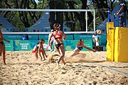 Deutsch: Beachvolleyball bei den Olympischen Jugendspielen 2018; Tag 8, 14. Oktober 2018; Mädchen, Achtelfinale – Bolivien-Puerto Rico 0:2 (18–21/18–21 ) English: Beach volleyball at the 2018 Summer Youth Olympics at 14 October 2018 – Girls Round of 16 – Bolivia-Puerto Rico 0:2 (18–21/18–21 )