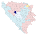 Collocatio finium municipii in Bosnia et Herzegovina et in Foederatione Bosniae et Herzegovinae.