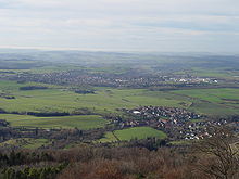 Bisingen von der Burg Hohenzollern aus gesehen, im Vordergrund Zimmern