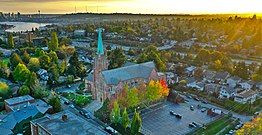 View from a DJI Mavic 2 Pro in October of 2020. Blessed Sacrament Catholic Church SeattleBSC-SEA-11OCT20b.jpg