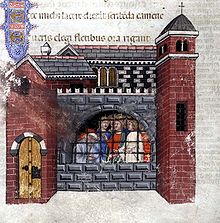 colored drawing of a prison