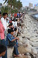 Marine drive on a weekend. The concrete tetrapods have been placed to check erosion.