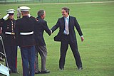 Tony Blair welcomes U.S. President George W. Bush to Chequers, 19 July 2001