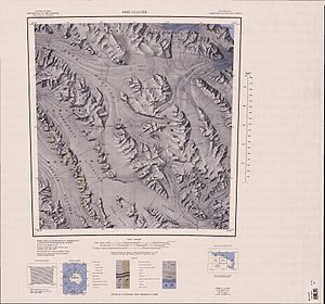 Map of the Concord Mountains and Admiralty Mountains, Leander Glacier in the far southeast