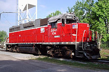 Chesapeake and Albemarle Railroad Locomotive 3841, often seen parked adjacent to Halstead Boulevard Extended (NC 344)