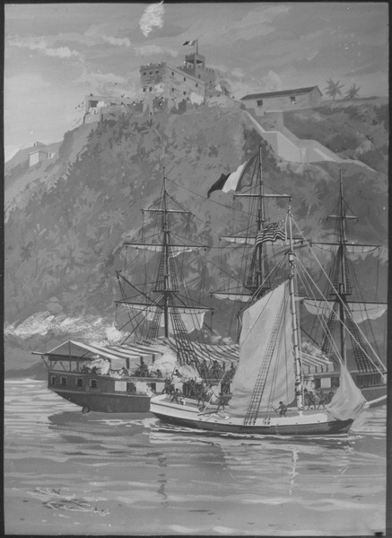 File:Capture of the French Privateer Sandwich by armed Marines on the Sloop Sally, from the U.S. Frigate Constitution, Puerto - NARA - 532590.tif