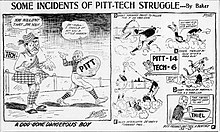Cartoon depicting scenes from the 1916 Pitt versus Carnegie Tech football game Cartoon depicting scenes from the 1916 Pitt versus Carnegie Tech football game.jpg