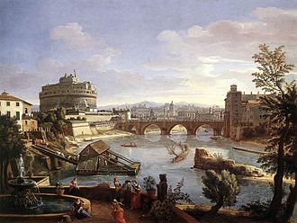 Palazzo Altoviti (right) Caspar van Wittel - Castel Sant'Angelo from the South - WGA25823.jpg