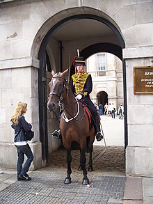 A trooper from the King's Troop, Royal Horse Artillery on duty at Horse Guards Cavall, city of westminster, londres.JPG