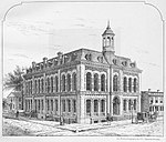 Cornell Free Library, Seneca and Tioga streets, 1864 to 1960. Cornell library ithaca engraving.jpg