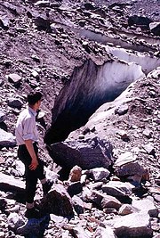 Grieta en un glaciar de Suiza.