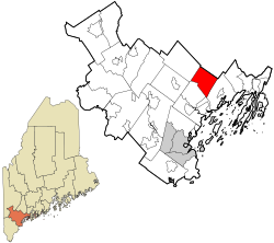 Áreas incorporadas y no incorporadas del condado de Cumberland Maine Pownal destacado.svg