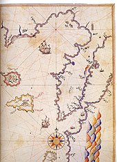 Historic map of Saros Bay by Piri Reis