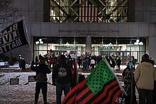 Demonstrators outside Hennepin County Government Center, December 11, 2021. Daunte Wright protest, Kim Potter trial (51767812049).jpg