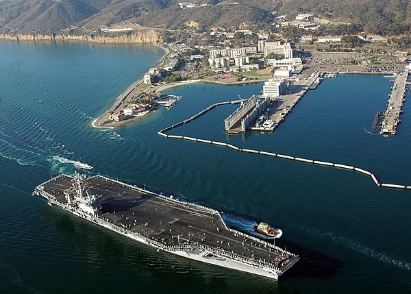 USS Nimitz (CVN 68) passes Naval Base Point Loma