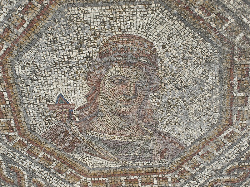 Detalle de mosaico en la villa romana de Bruñel.JPG