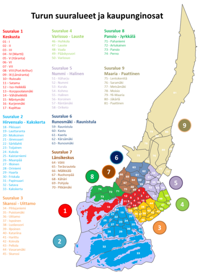 turku kartta kaupunginosat Turun suuralueet – Wikipedia turku kartta kaupunginosat