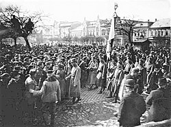 A Székely Hadosztály katonái Szatmárnémetiben. 1919. március 2.[1]