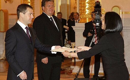 Dmitry Medvedev with María Luisa Ramos Urzagaste