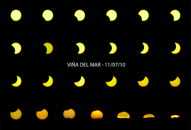 Time lapse images of the eclipse as seen from Viña del Mar, Chile