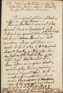 Malone's note on Doctor Faustus, from Digital Bodleian Edmund Malone's note on Doctor Faustus.png