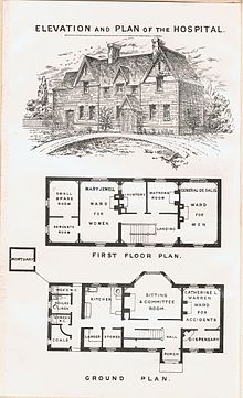 Harlington, Harmondsworth and Cranford Cottage Hospital, Middlesex, founded 1884 Elevation and Plan of Harlington, Harmondsworth and Cranford Cottage Hospital.jpg