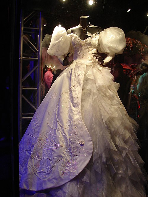 Giselle's wedding dress on display at the El Capitan Theatre