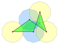 Un poligono a incrocio singolo come questo pentagono equilatero ha densità pari a 0.