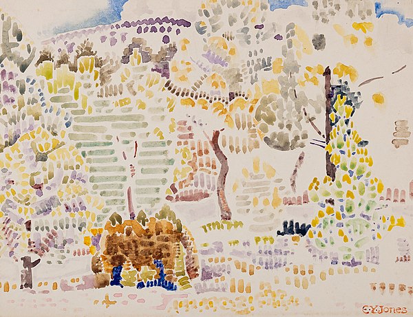 Orchard at Bormes-les-Mimosas, Hyeres, by Ernest Yarrow Jones (c. 1910