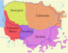 Traditional ethnographic regions of Lithuania proper Etnoregionai.png