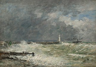 Eugène Boudin, Entrée des jetées du Havre par gros temps, 1895.