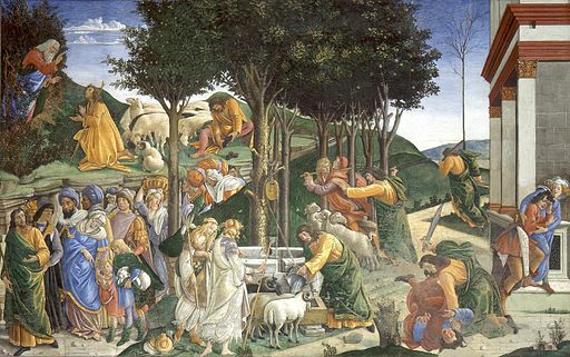 Eventos de la vida de Moisés (Sandro Botticelli) Фреска Боттичелли в Сиктинской капелле.